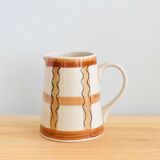 Vintage graphic pitcher in hand-painted ceramic