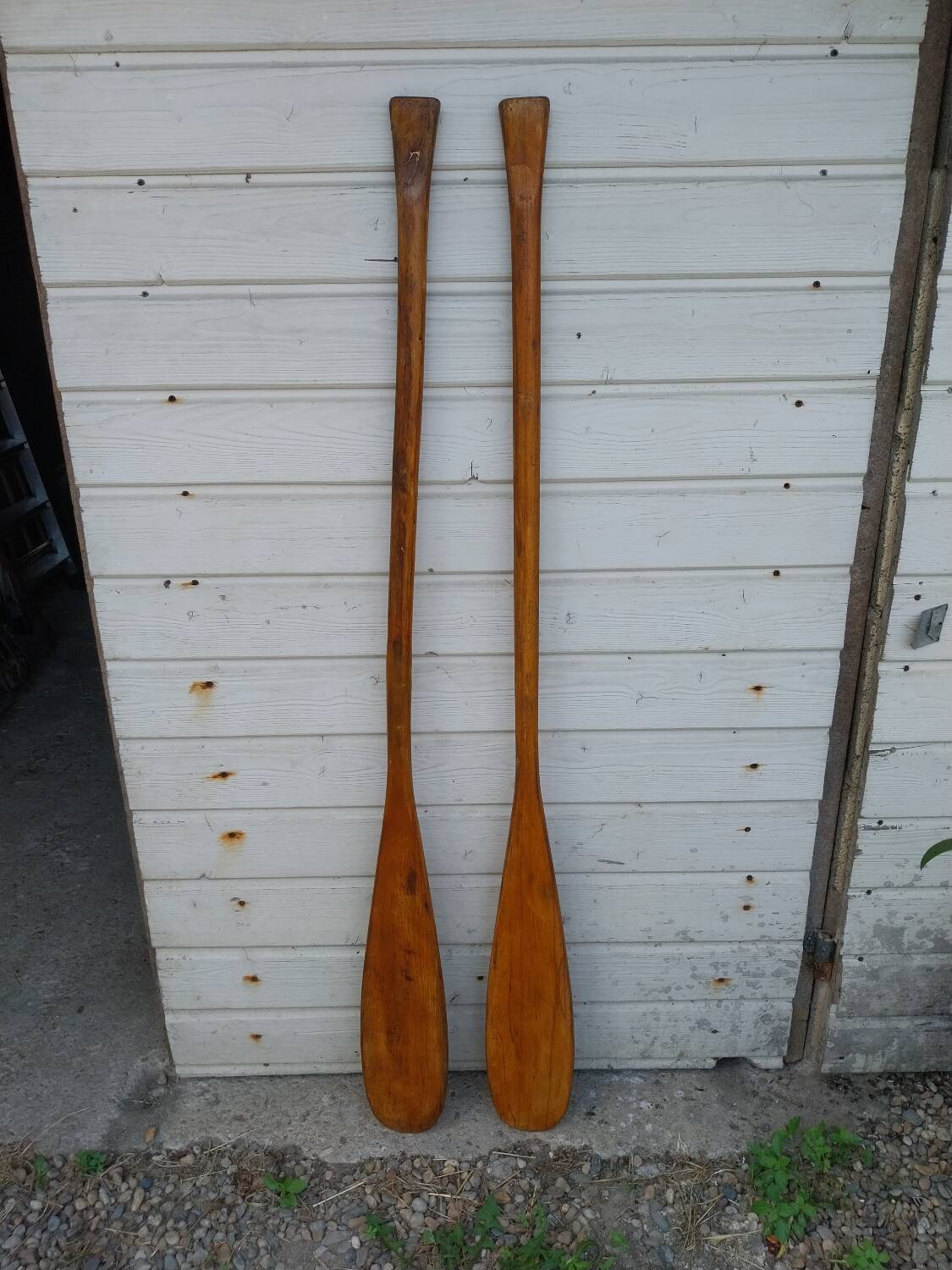Pair of wooden paddles
