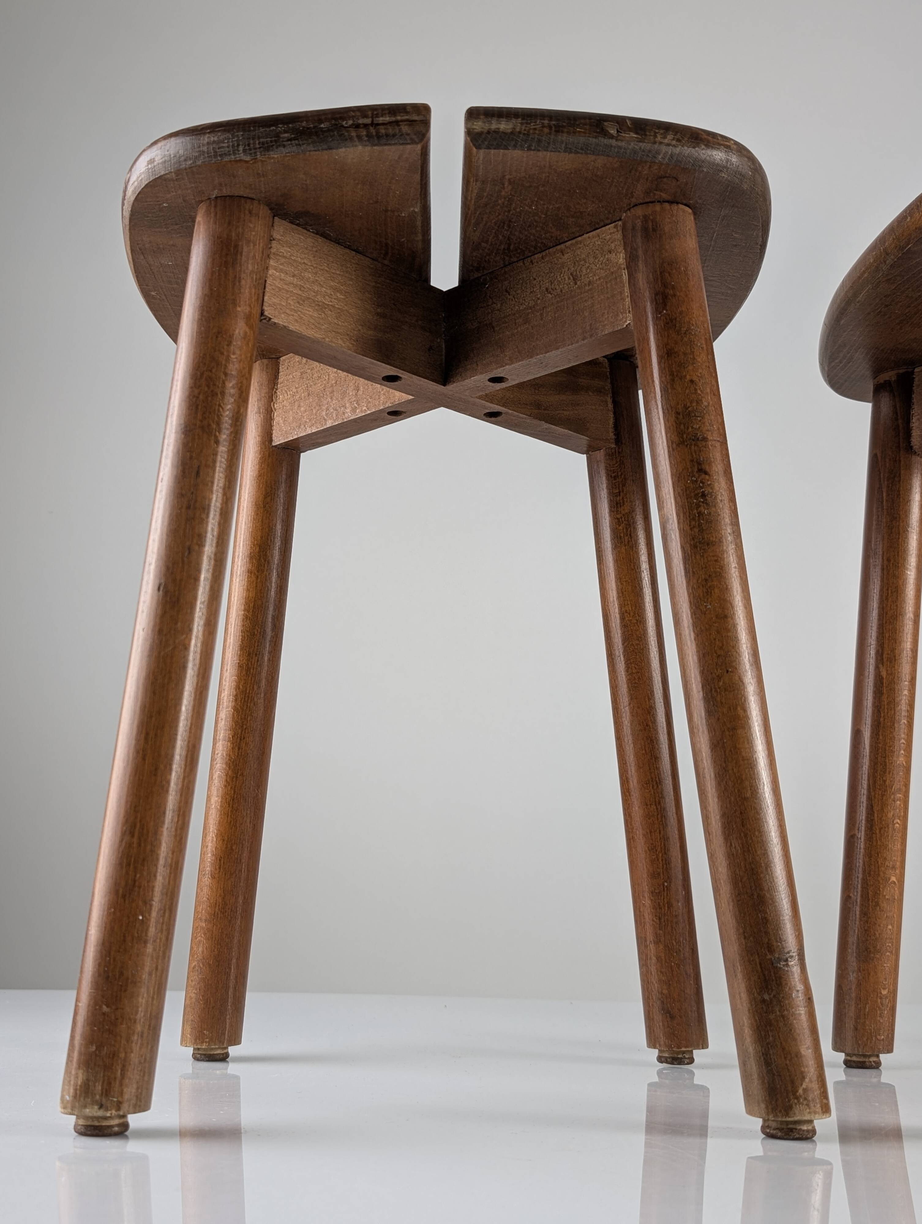 Pair of wooden stools by Pierre Gautier Delaye, France, 1960s