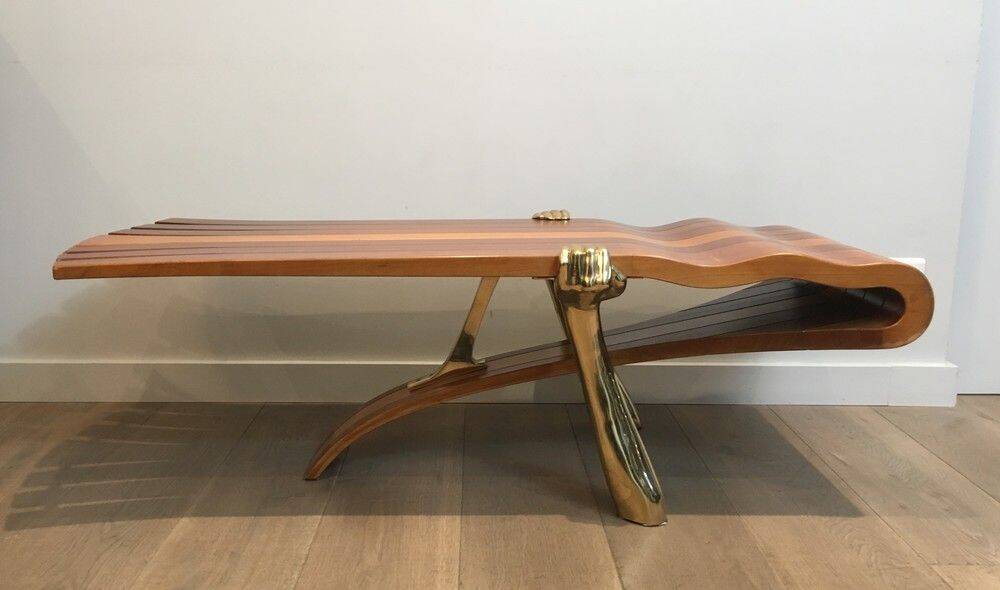 Unique coffee table made of a thick top