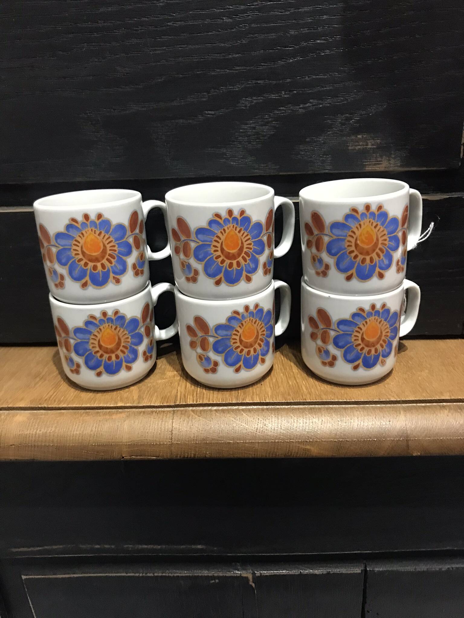 6 vintage coffee cups from the 70s, Monopoli porcelain