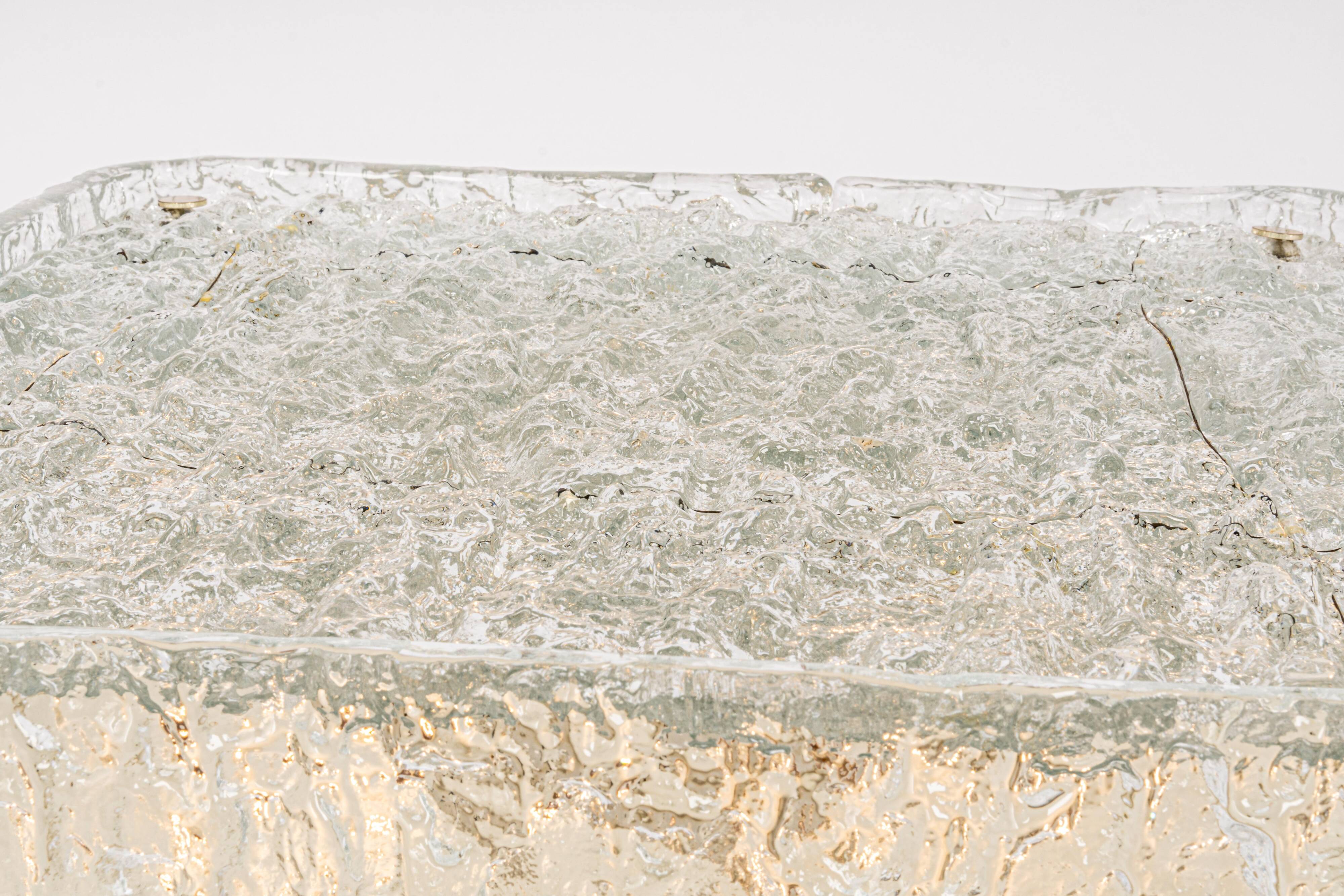 Square glass ice Murano ceiling light, Kaiser, Germany, 1970s