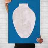 Art print. Vase on blue background. (50x70cm)