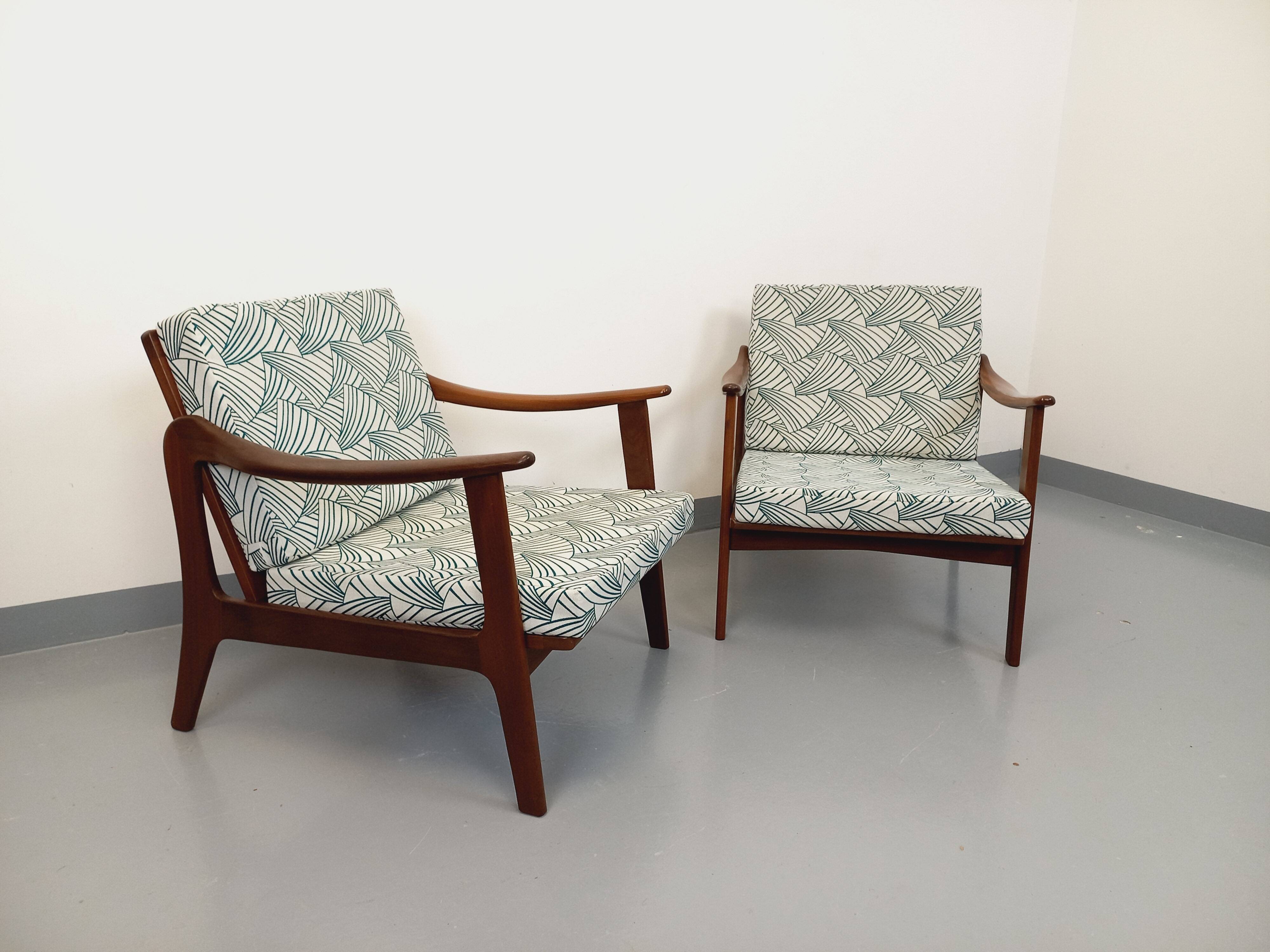 Pair of vintage Scandinavian Arne Wahl Iversen armchairs for Komfort teak