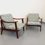 Pair of vintage Scandinavian Arne Wahl Iversen armchairs for Komfort teak