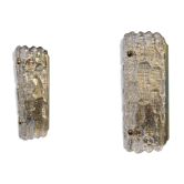 Pair of crystal and brass sconces by Carl fagerlund for Orrefors