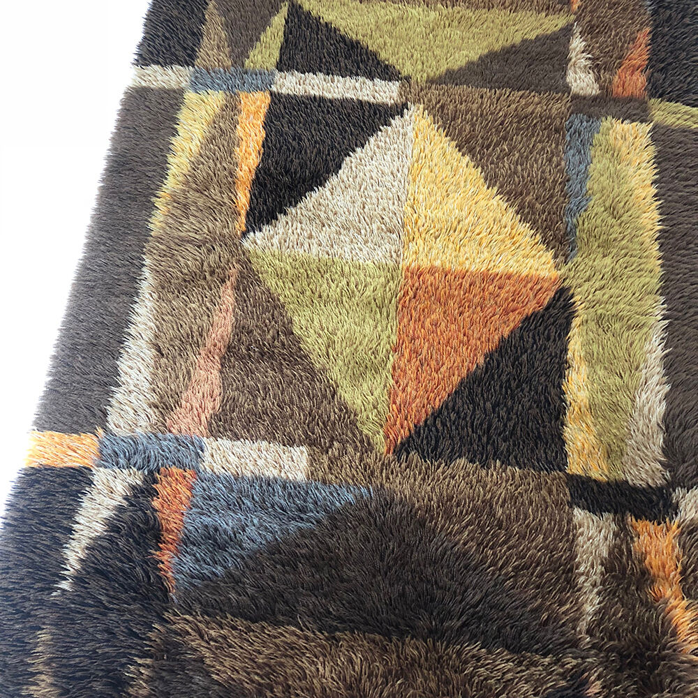 Tapis Ancien Années 60 – 100% Laine – Multicolore – Intérieur