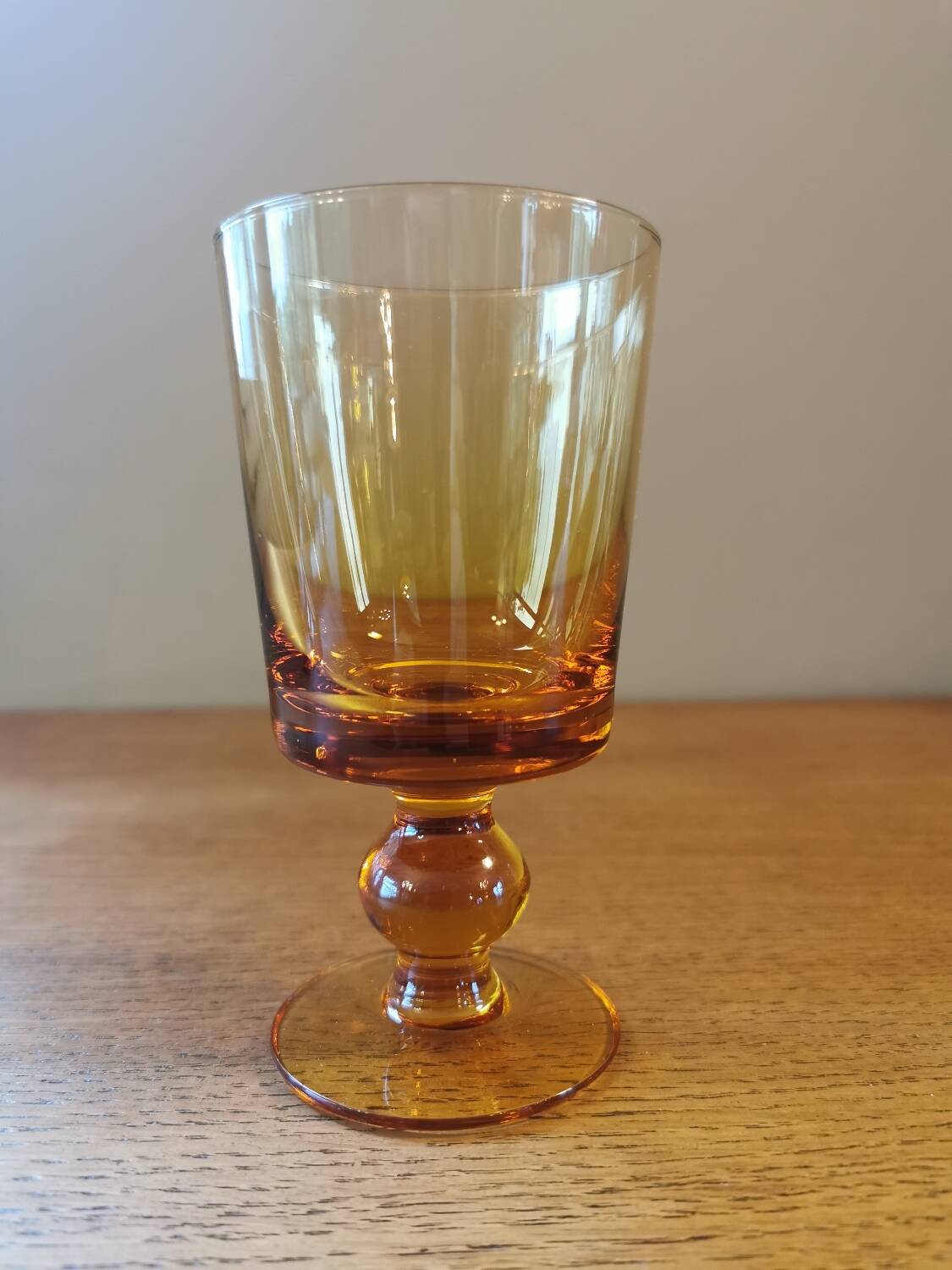 Set of 11 vintage amber stemmed glasses