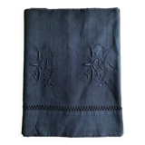 Drap Ancien En Lin Et Coton Bleu Nocturne
