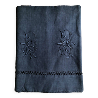 Old Nocturnal Blue Linen And Cotton Sheet