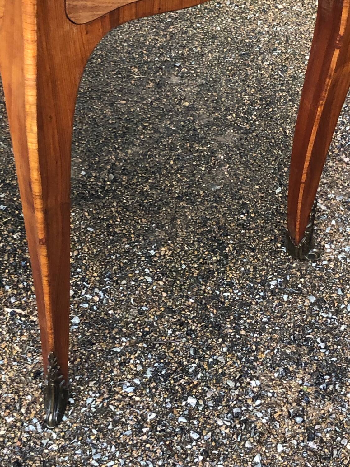 Desk, writing table with old glazed leather top