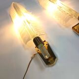 Pair of large crystal 'feather' wall lamps by André Arbus & Veronese, 1950s