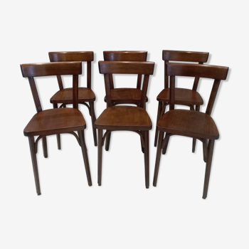 Suite de 6 chaises de bistrot Baumann vintage 1968