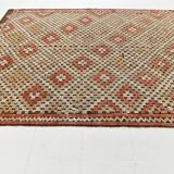 Green & Red Details Vintage Kilim Rug, Oushak Area Rug, 233x300Cm