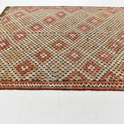 Green & Red Details Vintage Kilim Rug, Oushak Area Rug, 233x300Cm