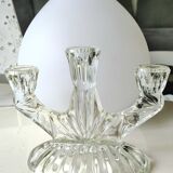 Pair of 3-spoke candlesticks, in art glass. Oberglas Austria. 50s