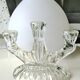 Paire de chandeliers 3 branches en verre d art oberglas austria. années 50