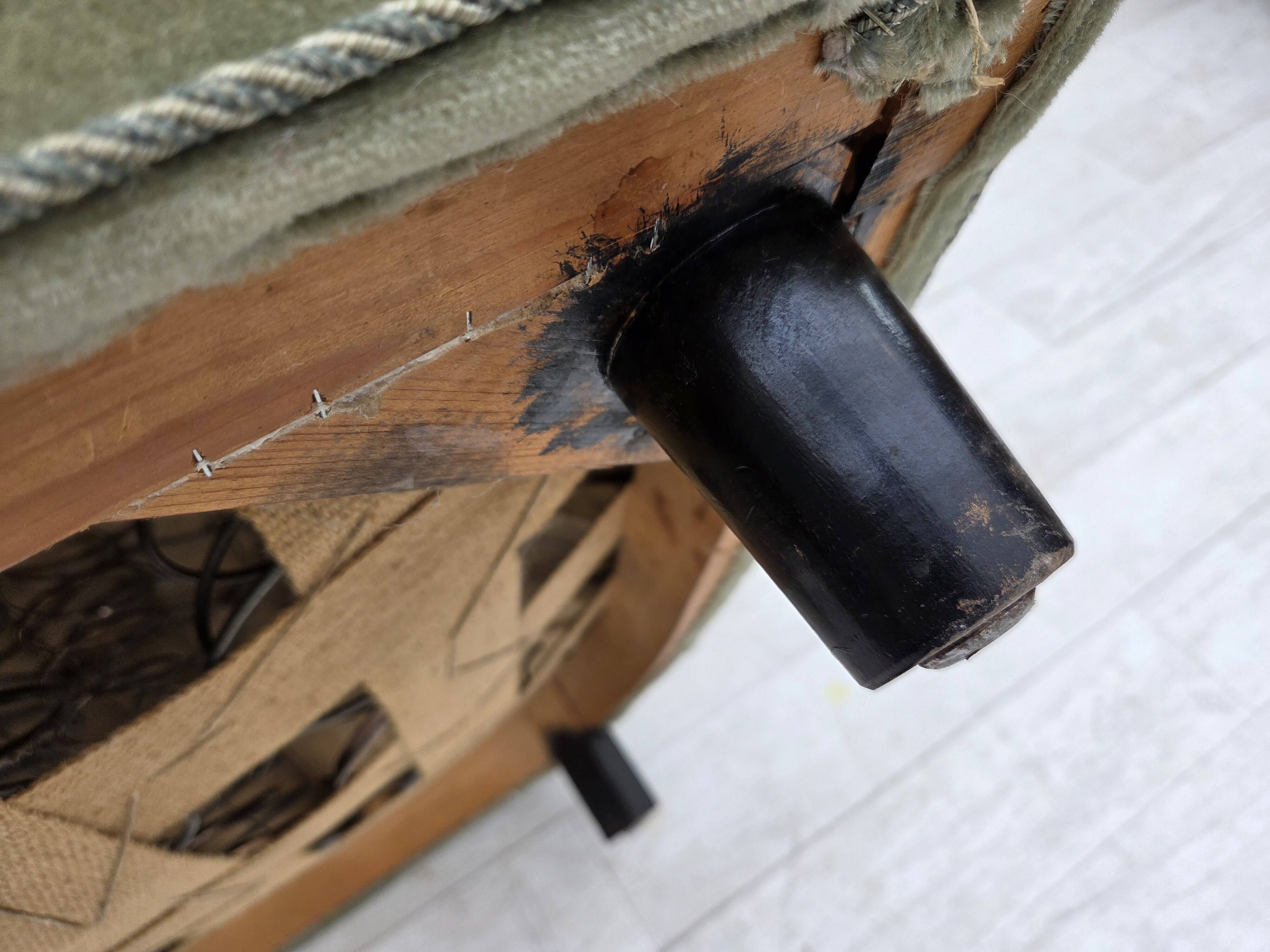 1970s, Danish relax armchair, light green furniture velour