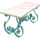 Table basse fer forgé et marbre, 1950