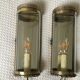 Pair of old brass and glass wall light
