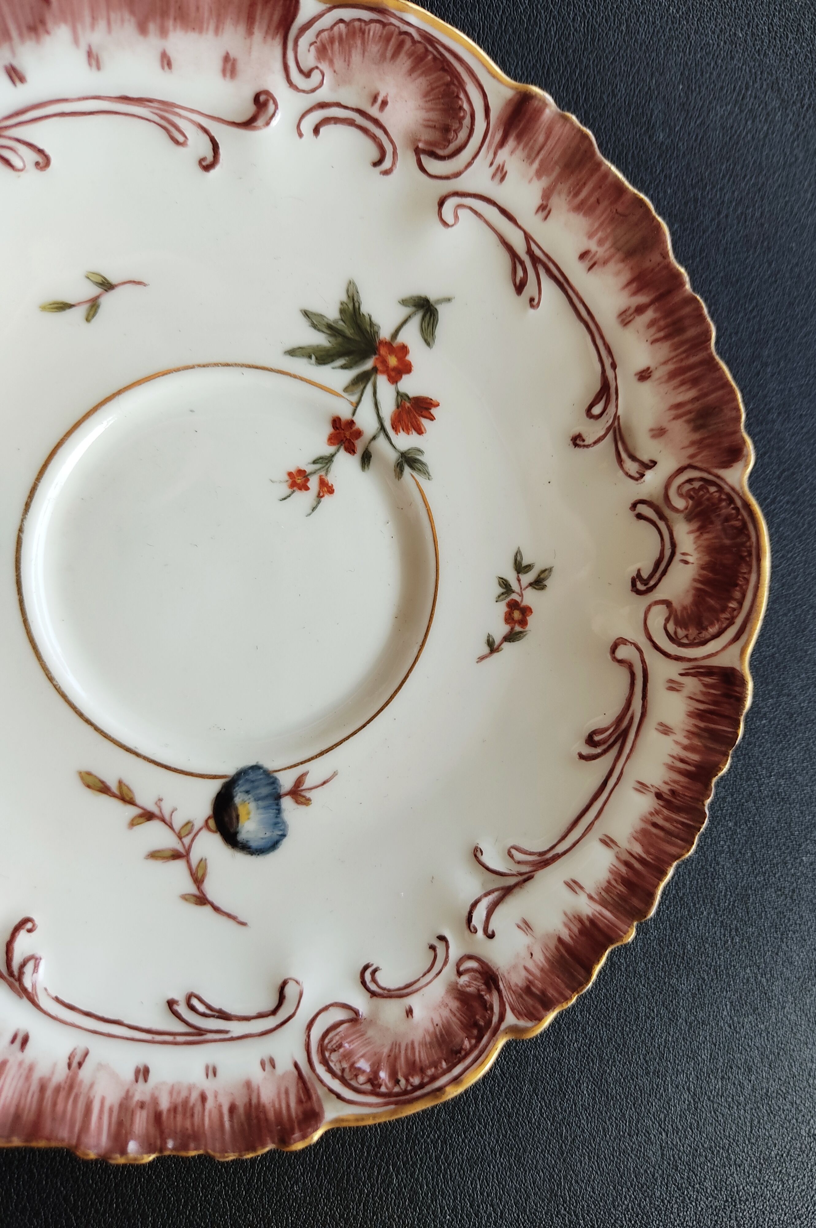 Late 19th century Limoges hand-painted undercuper of