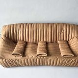 Camel leather 3-seater sofa attributed to Annie Hieronimus for Cinna Ligne Roset, 1973