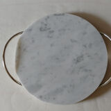 Oval cheese platter in marble and silver