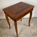 Small marquetry pedestal table with key storage