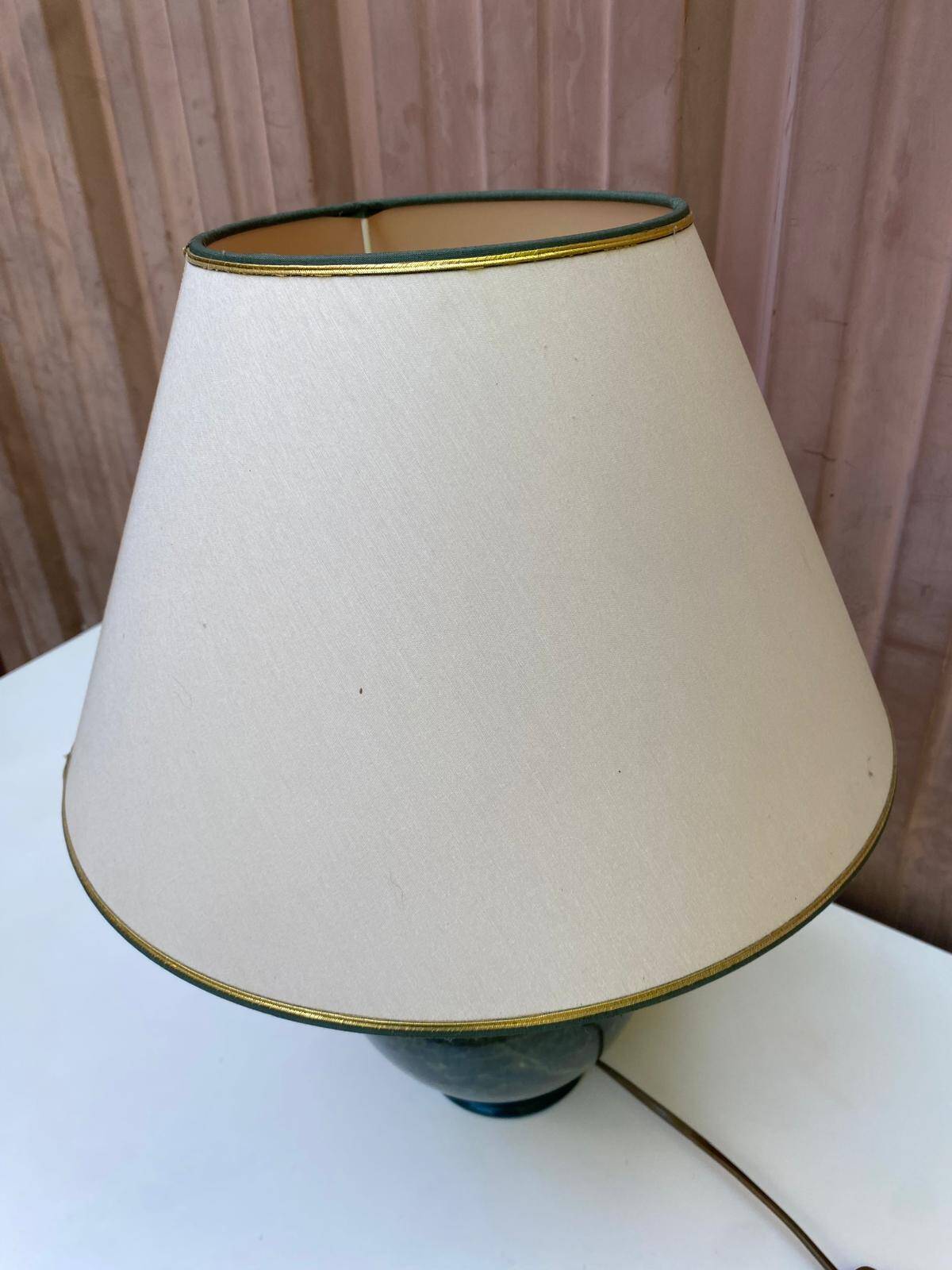 Vintage lamp signed Olivier Corro in green ceramic.