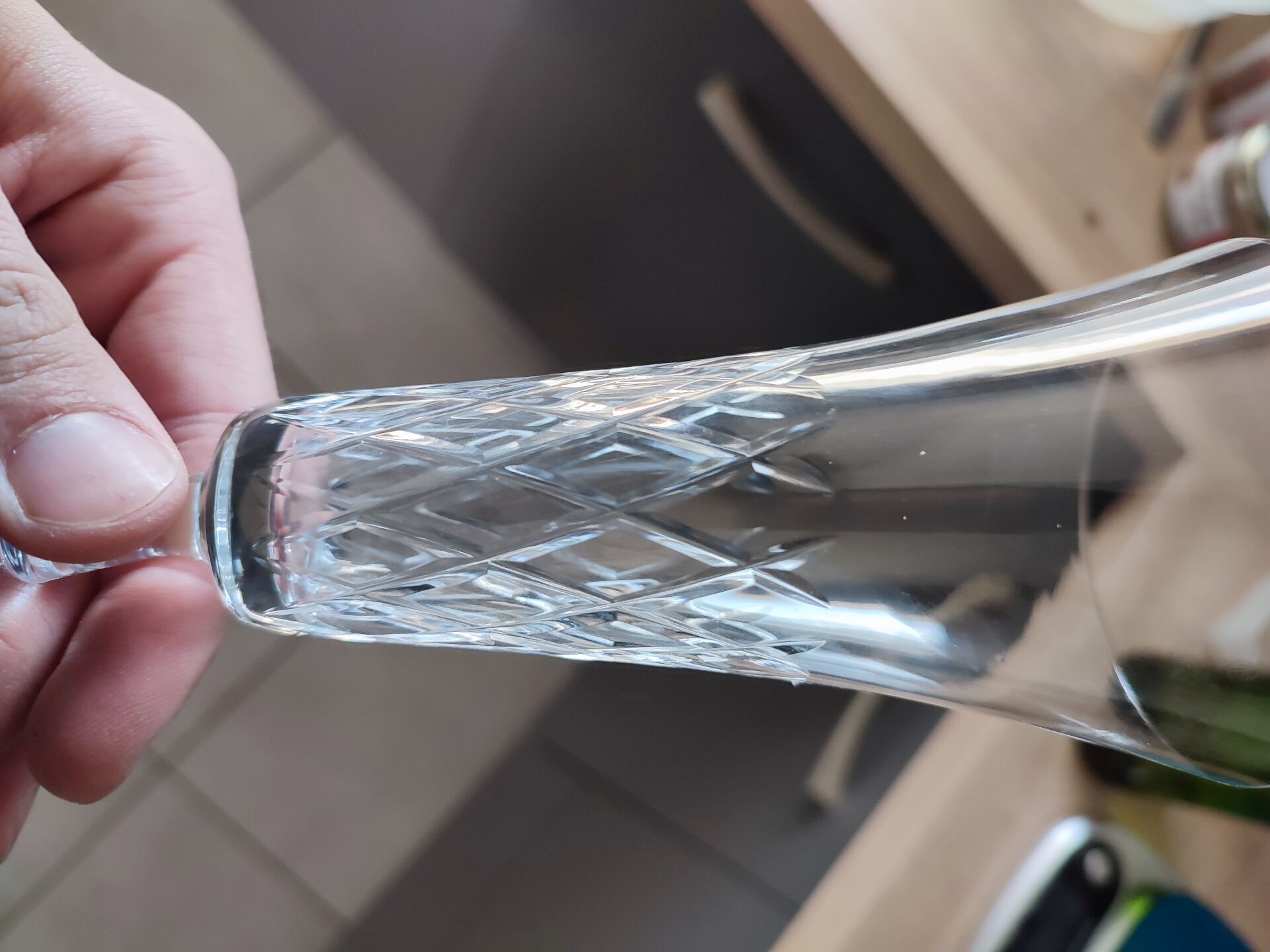 4 crystal champagne flutes in the crystalline style of Lorraine