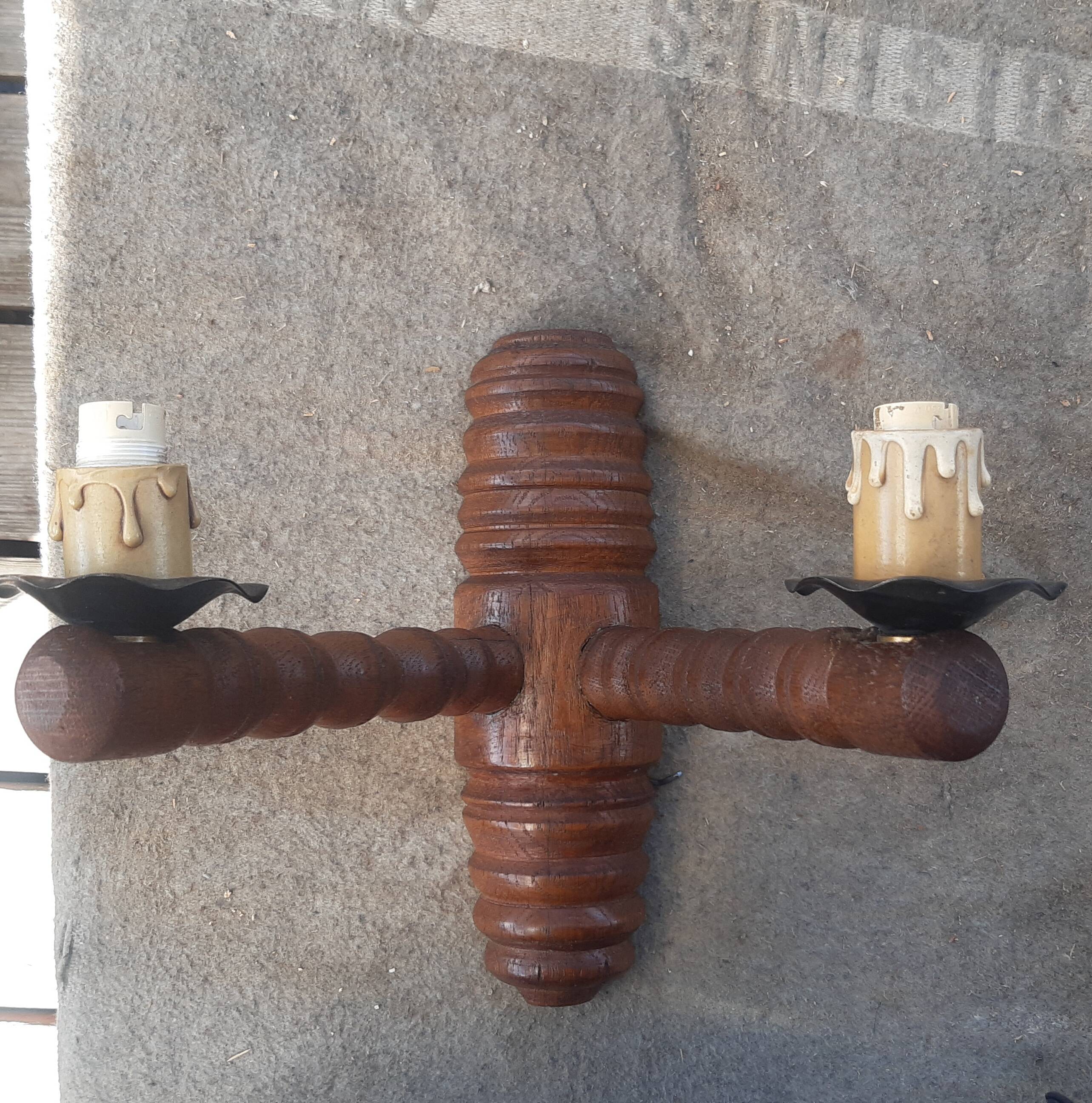 Brutalist turned wood wall light