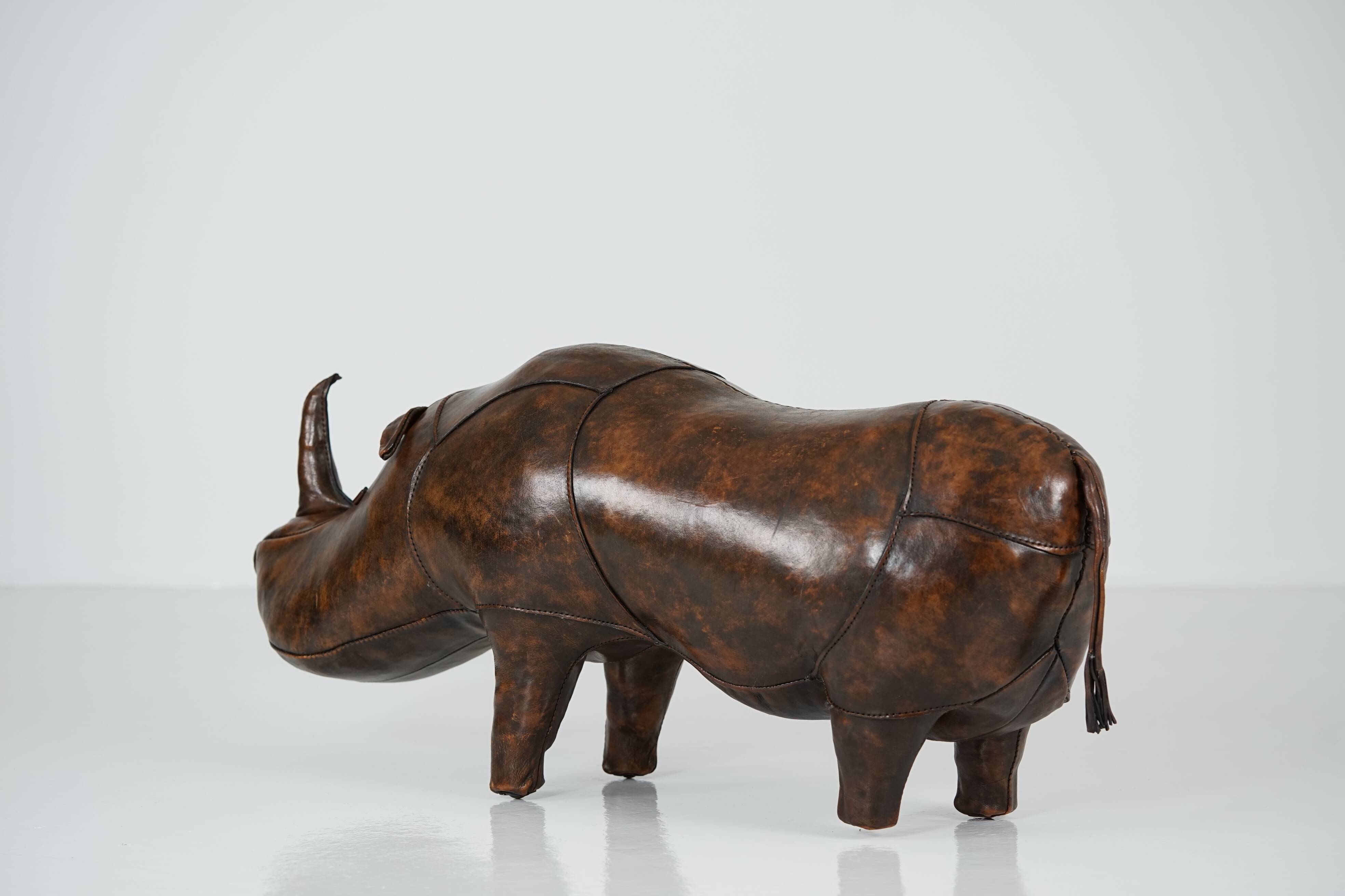 XL Rhinoceros Leather Footstool by Dimitri Omersa