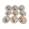 9 assiettes creuses calottes en faience à decor d'un bouton de rose