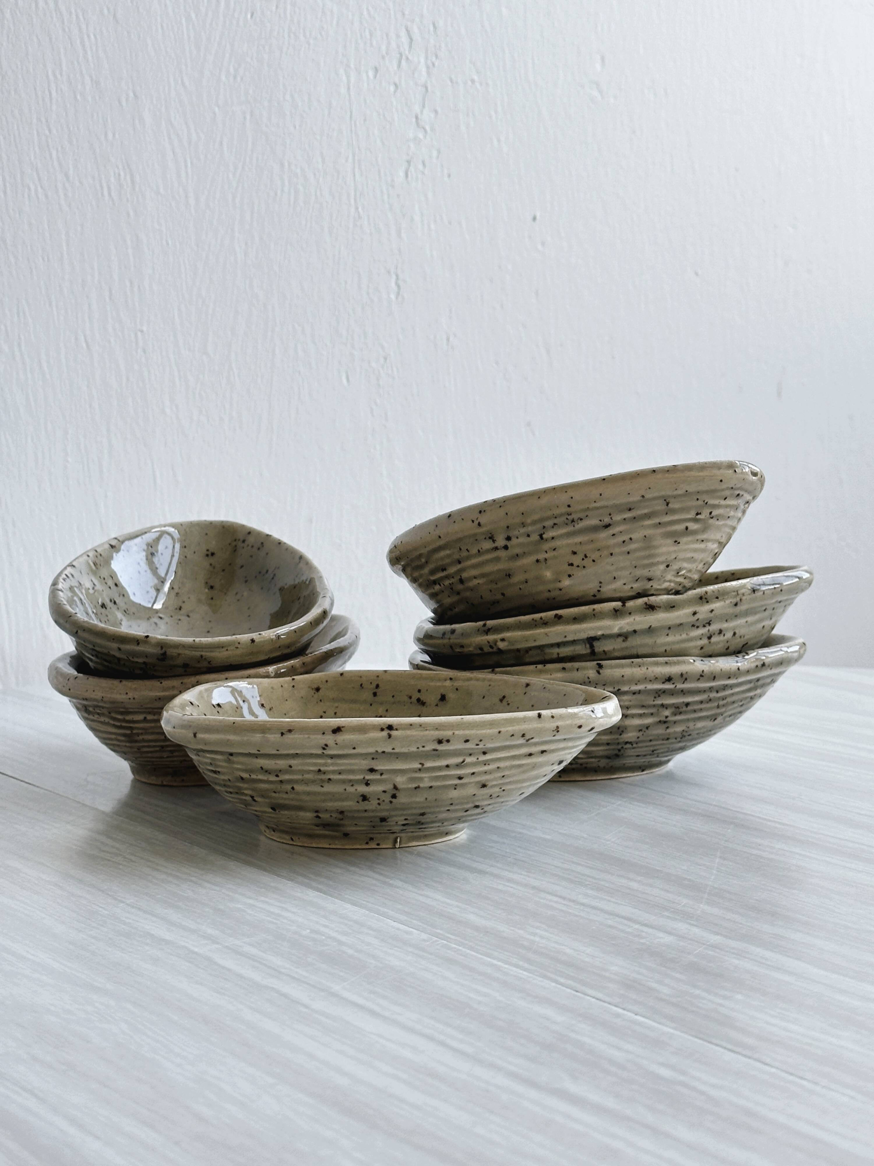 5 spotted pyrite sandstone bowls