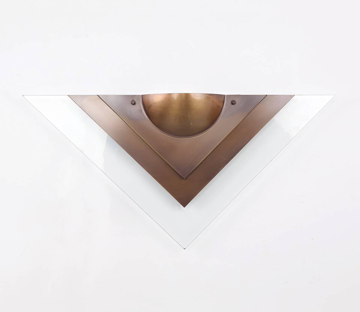 Dutch Design copper colored wall lamp with glass, Dijkstra 1980s