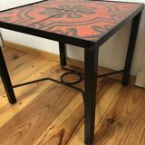 Pair modernist ceramic and metal tables, from the Cloutier Brothers, from the 1960s