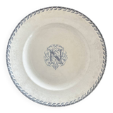 Round iron earth dish monogram “N” KG Lunéville