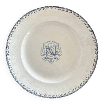 Round iron earth dish monogram “N” KG Lunéville