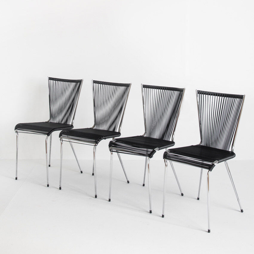 Set of 4 chairs "scoubidou", France, 1960s