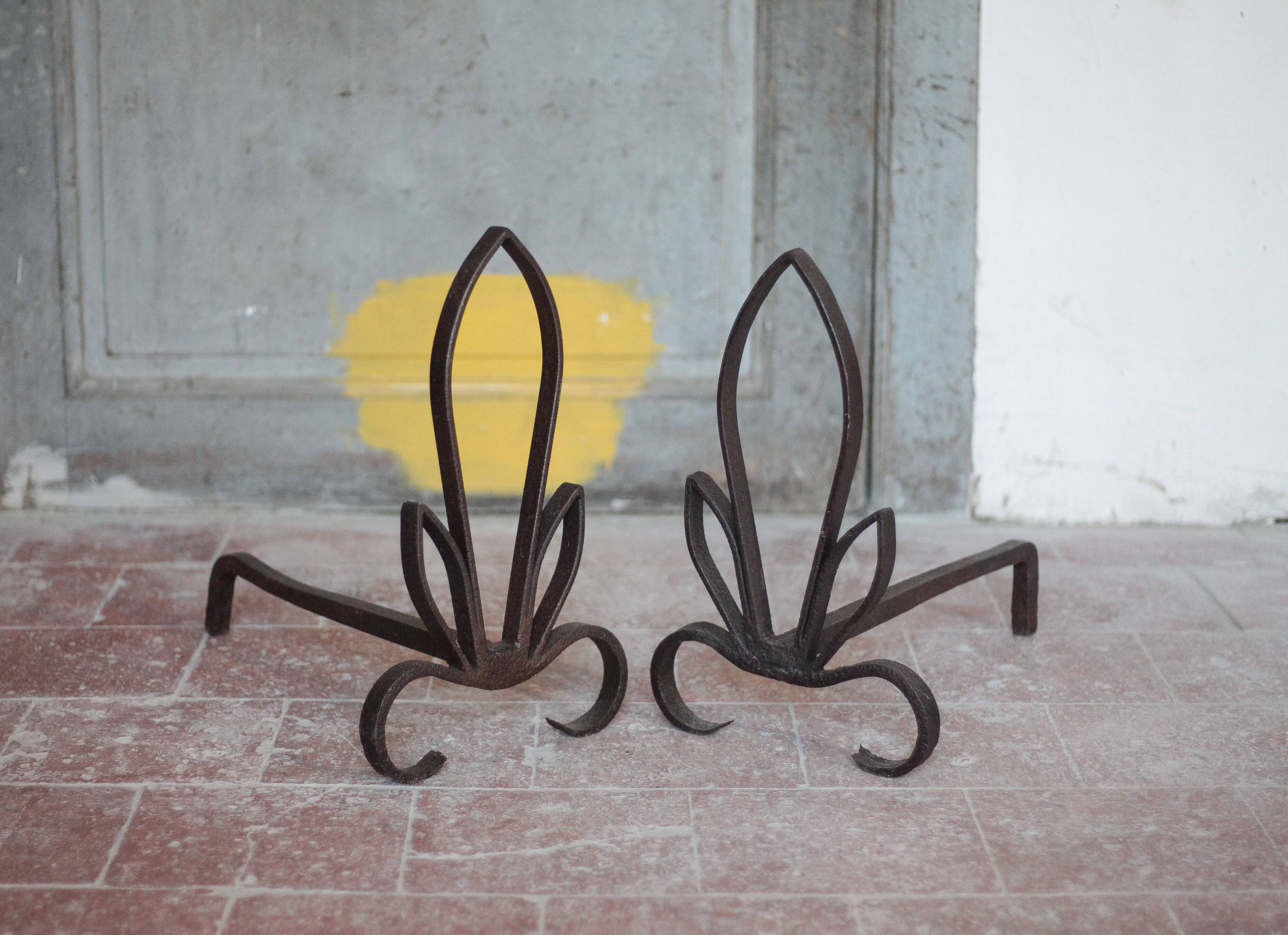 Vintage andirons, pair of andirons, fireplace accessory