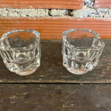 Pair of Antique Candle Holders COVETRO Design Moulded Glass Italy 60’s Vintage