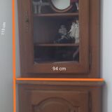 Vitrine d'angle chêne massif