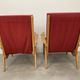 Pair of 50s vintage boomerang armchairs velvet and wood