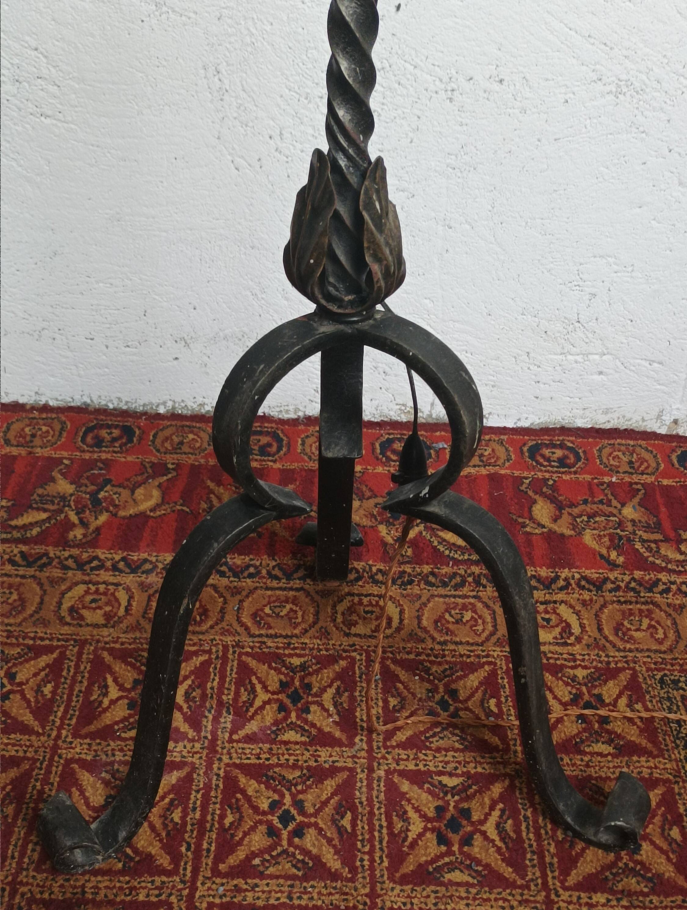 Wrought iron floor lamp with 5 light arms, 1940