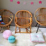 Armchair rattan vintage child shell