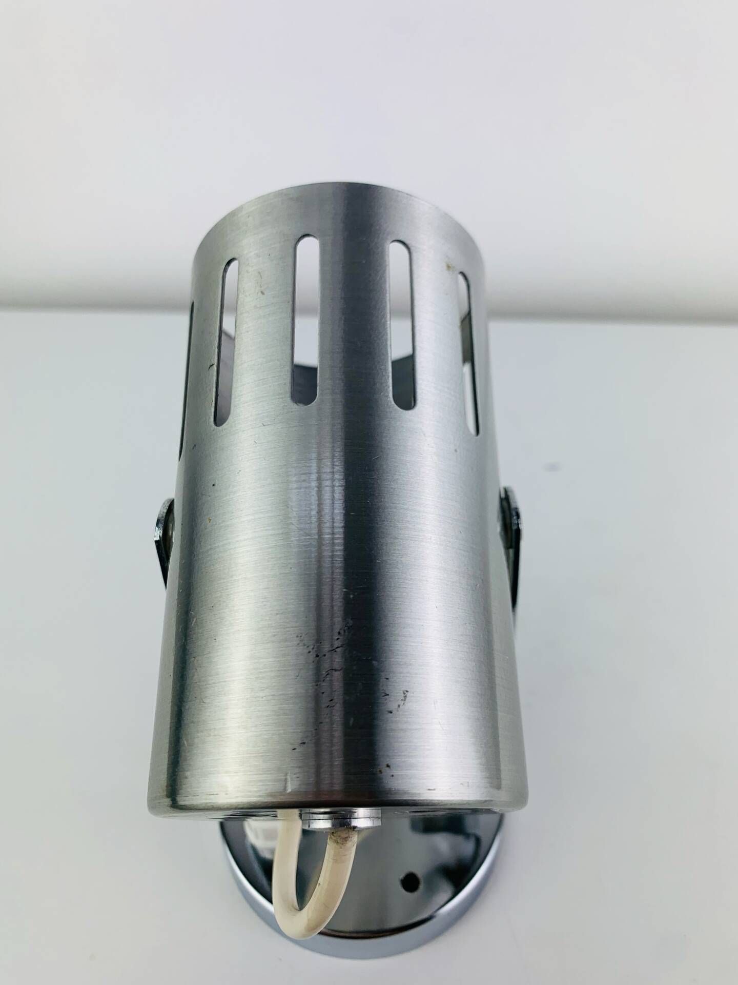 Aluminor wall light, brushed aluminium and chrome, 1960s.