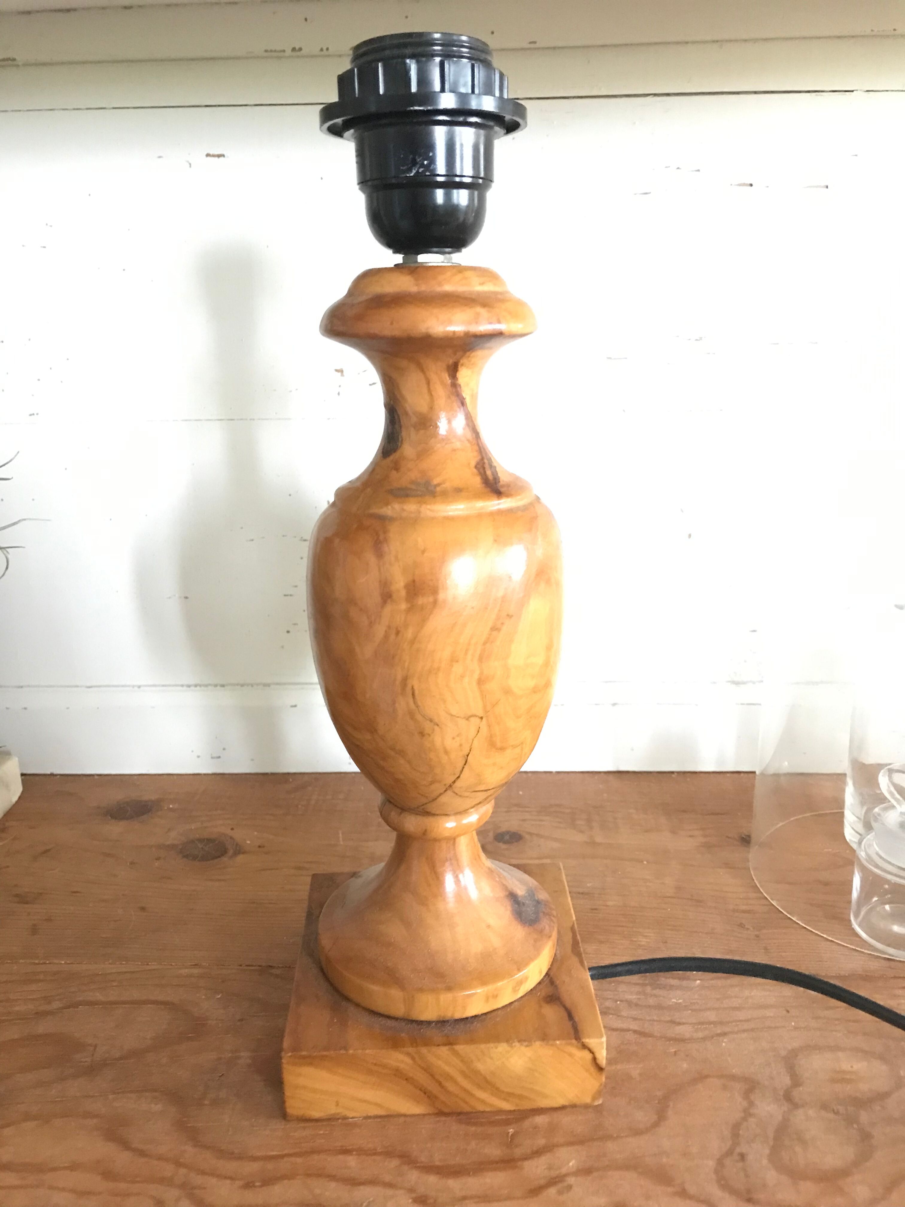 Vintage olive wood lamp