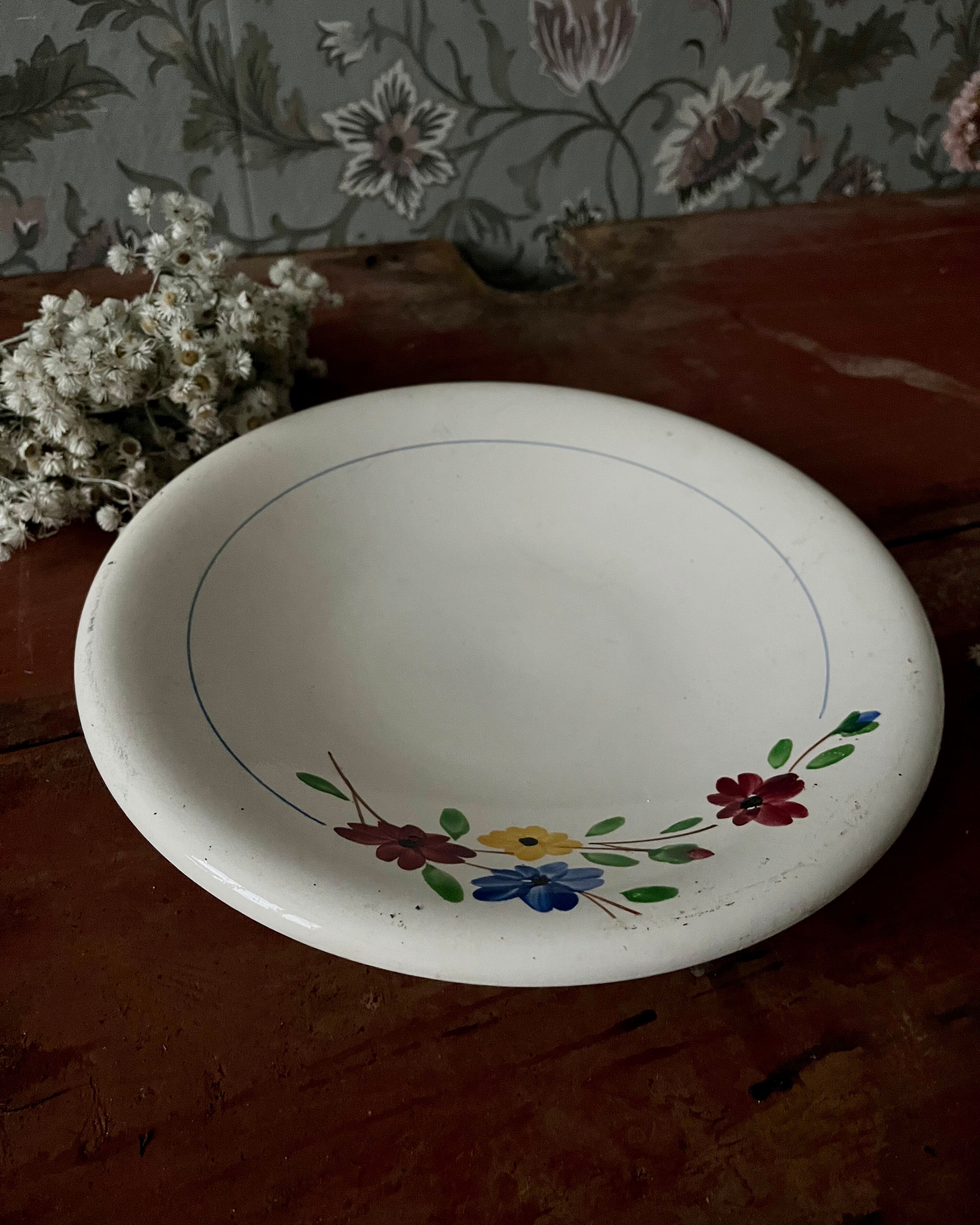 Shallow round plate, ironstone, Digoin Sarreguemines