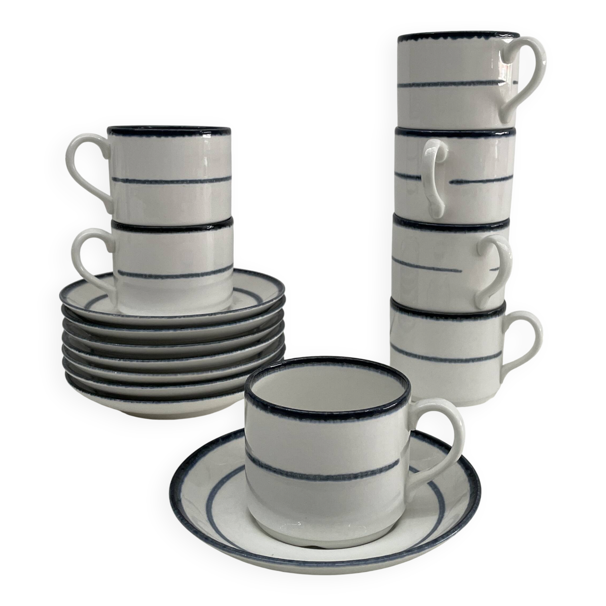 set of 7 coffee cups + saucers - vintage Rörstrand - Scandinavian design