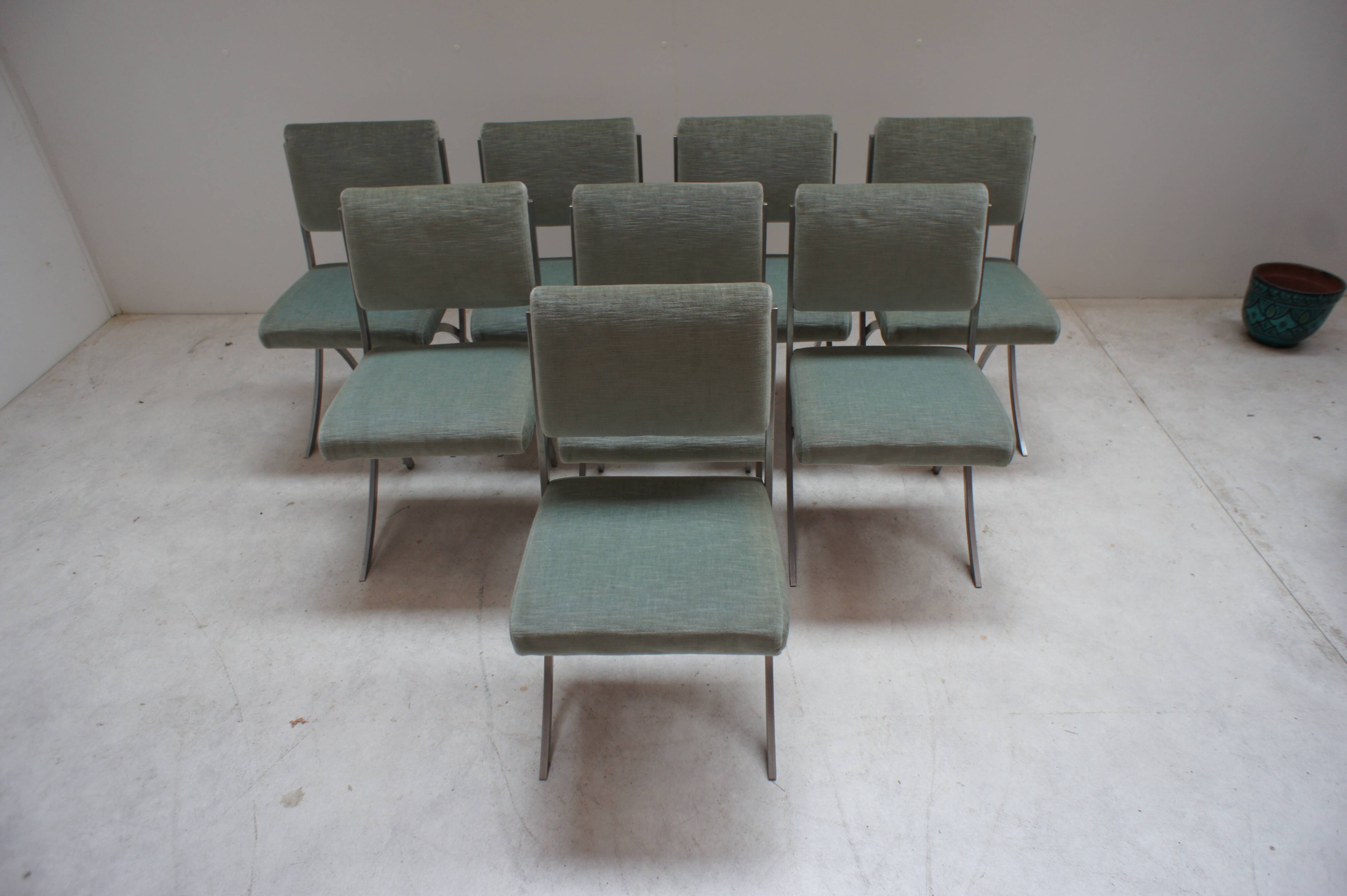 Series of eight vintage chairs, Paul Legeard